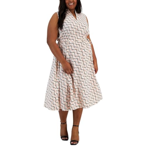 Robe midi Anne Klein géométrique imprimée transparente femme