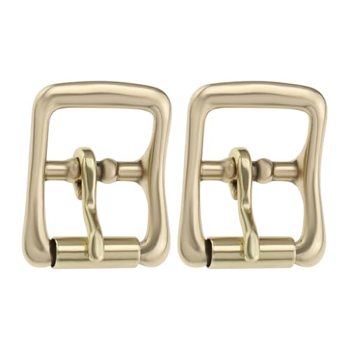 SING F LTD 2 Pcs 20mm Solid Brass Hobble Roller Buckles Square Buckles Belt Strap Buckles Replacement Part Suitable for Belt Strap Boots Bags and DIY Leather Craft
