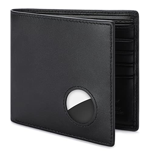 bill heart AirTag Wallet for Men, Genuine Leather Bifold Wallet for Air Tag, RFID Blocking Wallets for Airbag Slot with Credit Card Holder