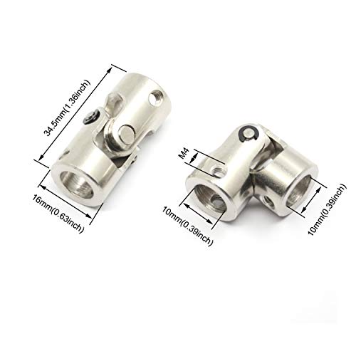 Befenybay 2 Stück 10 mm bis 10 mm Kreuzgelenkwellenkupplung mit Schrauben für Motor