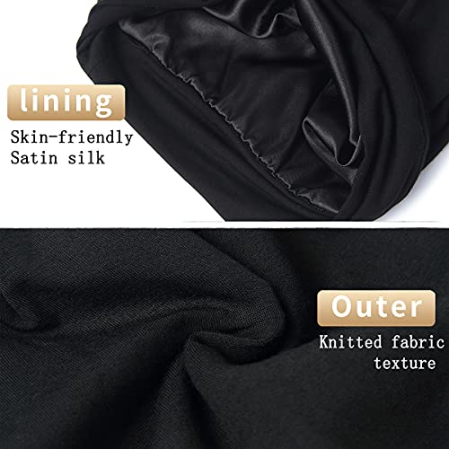 Satin Bonnet Silk Lined Sleep Cap- Adjustable Hair Cover Frizzy Hair Beanie Slouchy Night Cap Hair Protection Patients Care #TOP3