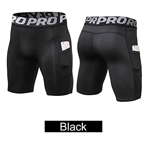 3 Pack Compression Shorts Men with Pocket Cool Dry Spandex Athletic Shorts Biker Running Tights Underwear2
