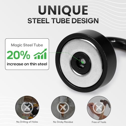 Image of Neosmuk Magnetic Hooks Steel Tube Design for Cruise,32lb+ Black,10 Pack