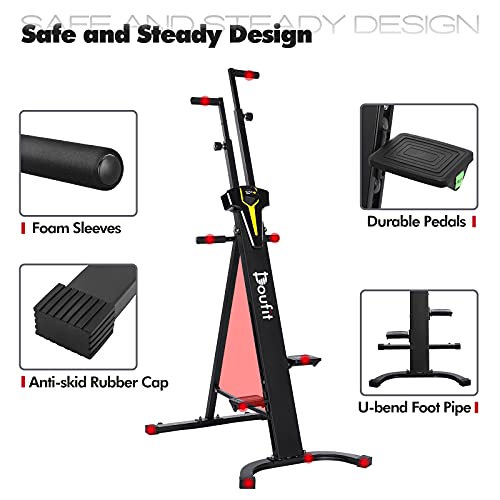 Vertical Climber Exercise Machine, Doufit 2022 Upgraded Folding Cardio Full Body Workout Climbing Stair Stepper for Home Gym with LCD Monitor (Black)