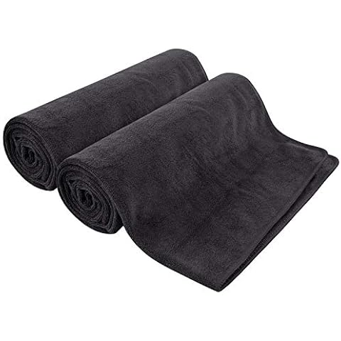 SUNLAND Microfiber Gym Bath Towel Ultra Soft Travel Camping Towel Super Absorbent Swimming Sport Towel with Carry Bag for Adults and Children 24inchX48inch Black 2 Pack Cover