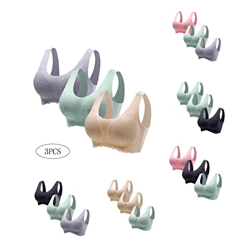 3 Pcs Damen Sport Bhs Entlastungs Ohne BüGel Nahtlose Spitze Blumen Bhs Sehr Weich Bequem UnterwäSche Push Up Bhs Mittle Halt Gepolstert FüR Schlafen Fitness Laufen Yoga Bustier WohlfüHl Bhs 3 Pcs Damen Sport Bhs Entlastungs Ohne BüGel Nahtlose Spitze Blumen Bhs Sehr Weich Bequem UnterwäSche Push Up Bhs Mittle Halt Gepolstert FüR Schlafen Fitness Laufen Yoga Bustier WohlfüHl Bhs