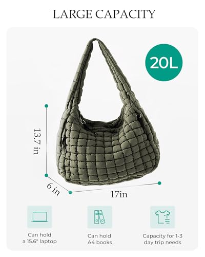 Image of Puffer Tote Bag, Quilted Tote Bag Crossbody Bags for Travel, Gym, Work