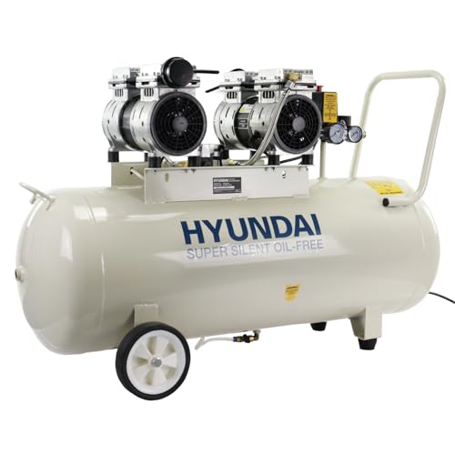 Hyundai 100 Litre Silenced Air Compressor 1500W Electric Oil-Free 2hp
