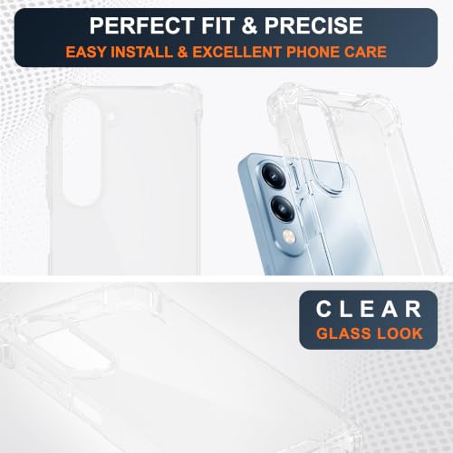 Image of CEDO Cover for iQOO Z10 Lite (5G) / Vivo T4 Lite (5G) | Camera Protection Shockproof Bumper-Edge | 360 Degree Protection Acrylic Crystal Clear TPU+PC | Transparent Back Case Backcover (Transparent)