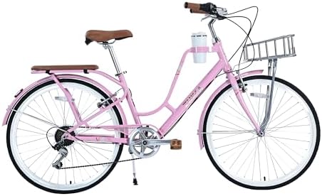 Womens Beach Cruiser Bike 26 Inch Bicycles for Women Adjustable Seat, 7 Speed Commute Bike for Women Adults, Womens Bicycle