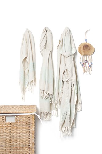 Set Of 2 Linen Cotton Blend Premium Quality Tea Towel Natural In Color And Eco-Friendly Dish Towel, Hand-Loomed Dishclothes, Cream Kitchen Towel Set, Hand Towel Set (Turquoise Blue) #TOP4