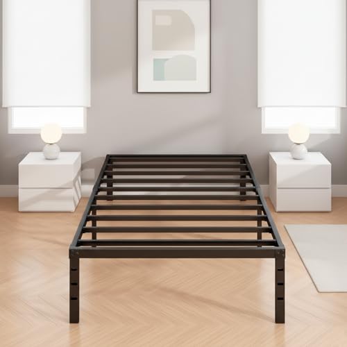 Recopilación de Camas, estructuras y bases los 10 mejores. 48 Konicoo Base Cama Individual,18 Pulgadas de Altura(45cm),Arco de Cama de Metal,Armazón de Cama de Plataforma,Base de Cama Individual con Espacio de Almacenamiento,Resistente y...