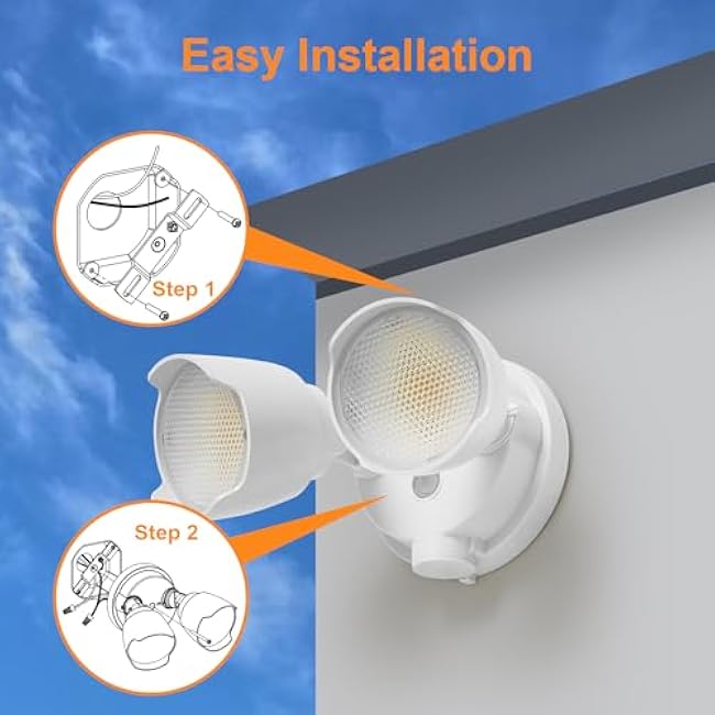 15W LED Flood Light 3000K/5000K Light Dual-Head Wall/Eave Mount White