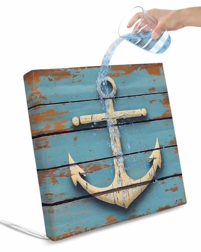 Hokiten Beige Anchor Nautical Outdoor Cushion Chair Cover Set of 4 - Waterproof Couch Seat Covers, Vintage Farmhouse Blue Wooden Patio Furniture Protector Cushions Slipcovers for Sofa/RV, 22