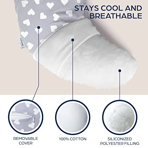Niimo Nursing Pillow For Breastfeeding - Multifunctional Breastfeeding Pillows For Mom, Bottle Feeding, Baby Support, Breast Feeding, Washable Feeding Pillow, Removable Cover, Grey White Heart #TOP1