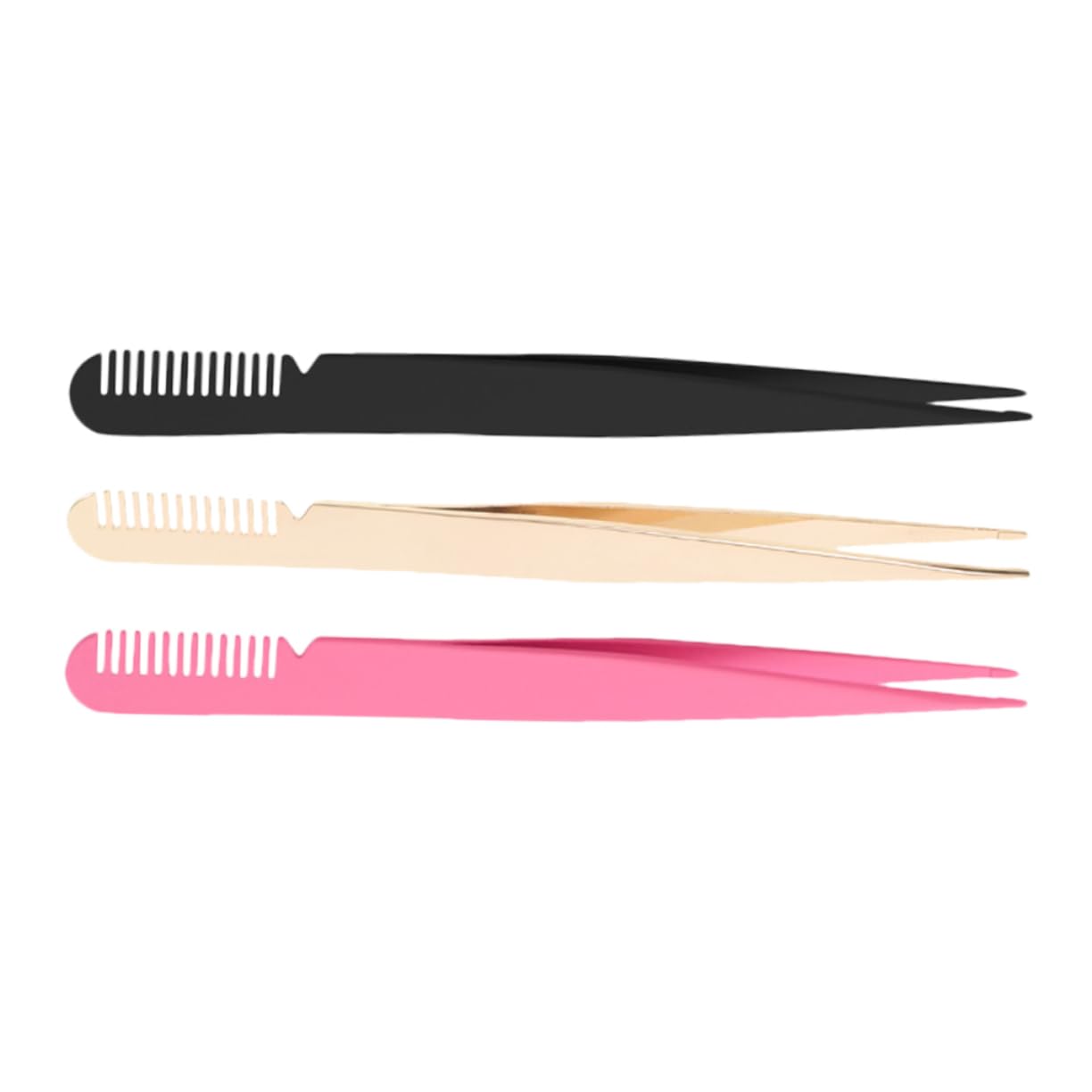 CALLARON Eyelash Clamp Tweezers 3 Colors Set Comb for False Lashes Eyelash Tweezers for Women Men Lash Extensions