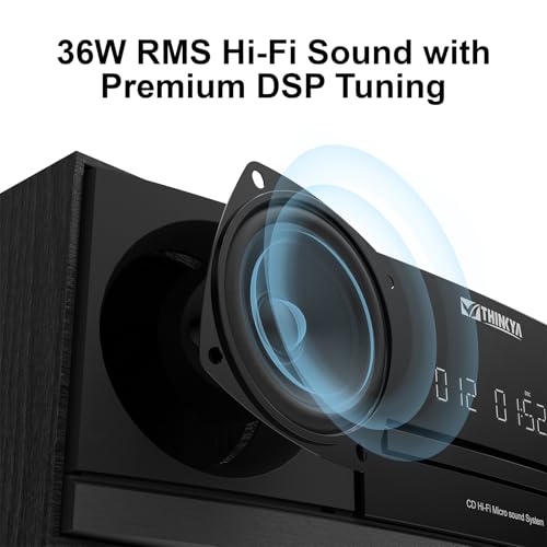 image for Vintage Bluetooth Stereo System for Home, THINKYA 36W RMS Micro HiFi S