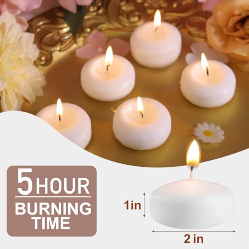 48 Pack 2 Inch Floating Candles, 5-6 Hour Burn White Real Wax by Capaniel - Used condition - Image 2