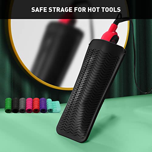 ZAXOP Resistant Silicone Mat Pouch for Flat Iron, Curling Iron,Hot Hair Tools (Black)