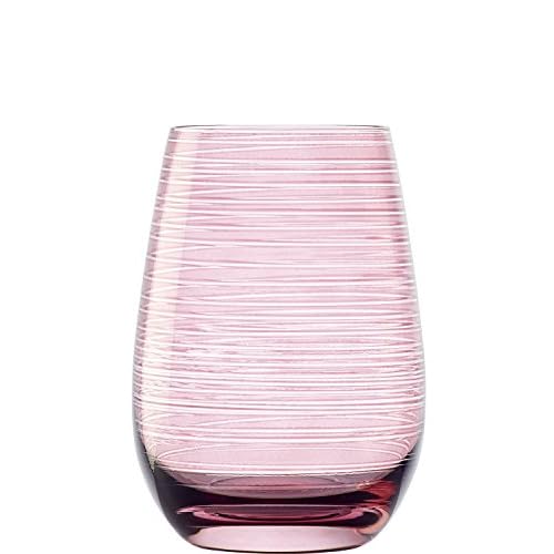 Vasos Twister de Stölzle Lausitz, 465 ml, Rosa, Juego de 6 Unidades, Bonitos Vasos de Colores, compatibles con lavavajillas