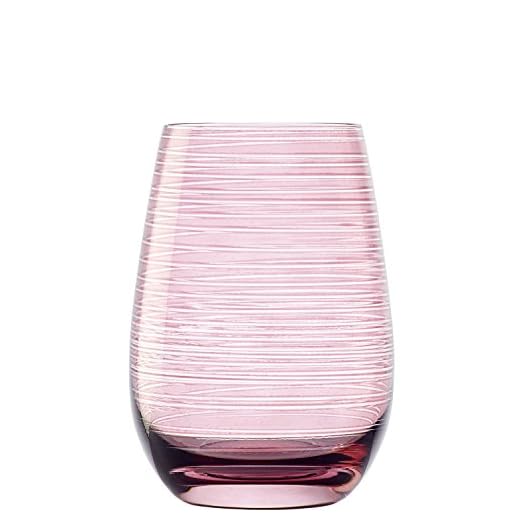 Vasos Twister de Stölzle Lausitz, 465 ml, Rosa, Juego de 6 Unidades, Bonitos Vasos de Colores, compatibles con lavavajillas