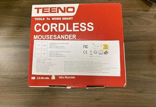 TEENO 3-in-1 Cordless Multifunction Sander, 20V 2A Battery, 13000 RPM Delta Sander with Dust Collection Bag, 15 Sheets of Abrasive Paper, 140x96.6mm 7 TEENO 3-in-1 Cordless Multifunction Sander, 20V 2A Battery, 13000 RPM Delta Sander with Dust Collection Bag, 15 Sheets of Abrasive Paper, 140x96.6mm - Image 7