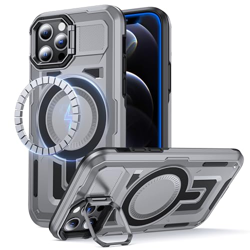 Coque iPhone 12 Pro MagSafe antichoc militaire robuste avec protection double couche gris