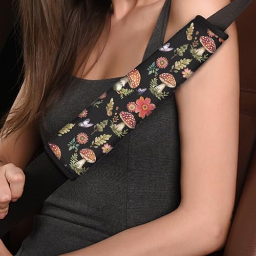 Image of AFPANQZ Mushroom 1 Pair /Set Safety Seatbelt Cover Kit Car Auto Seat Belt Pads Covers Comfortable Driving Car Seats Accessories Backpack Bags Strap Pads Covers