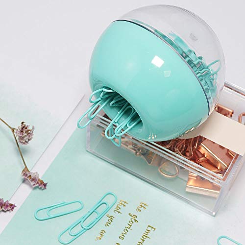 Multibey Mint Green Paper Clips Magnetic Dispenser Holder 28Mm Small Size, 100Pcs Per Box #TOP4