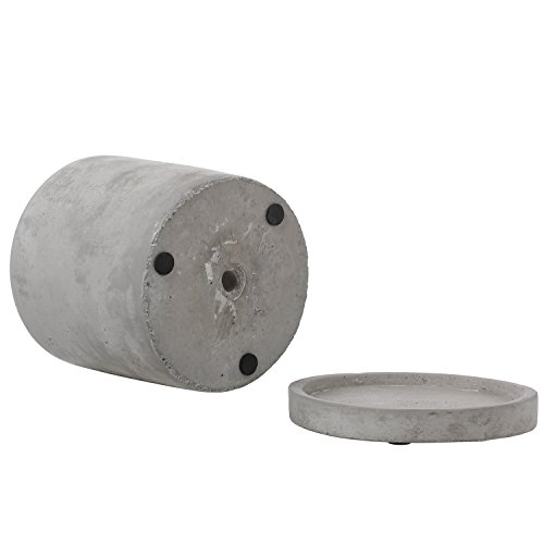 Mygift 4-Inch Unglazed Gray Cement Planter - Mini Modern Succulent Plant Pots With Removable Saucer, Set Of 2 #TOP5