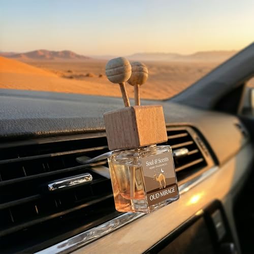 Image of Soul & Scents 16ml Luxury Car Perfumes Agarwood | Oud Mirage | 2-in-1 Hanging Pod & AC Vent Air Freshener | Premium Wooden Car Fragrance Accessory | Long Lasting Odour Eliminator | Pack of 2