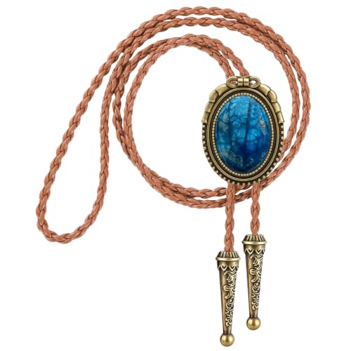 Image of GelConnie Native American Bolo Tie Rodeo Cowboy Leather Necktie Western Necklace Costume Accessories for Men,Women