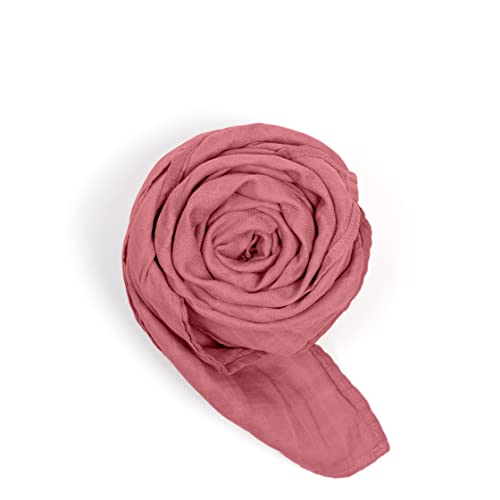 Image of BWD Baby Swaddle Blanket - Ultra-Soft Bamboo Viscose & Organic Cotton Muslin - Lightweight, Breathable, Stretchy - Newborn Essential 47 inch (Rosewood)