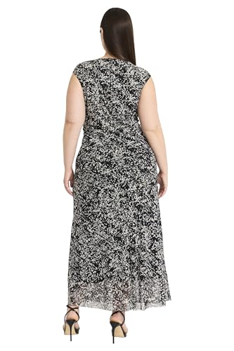 Image of Maggy London Women's Women's Sleeveless Maxi A-line Dress with Sheer Overlay Hem - Elegant Special Occasion Wedding Guest Dress