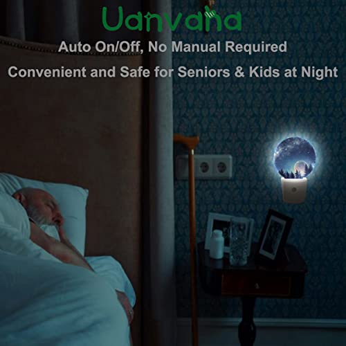 Image of Forest Moon Night Lights Plug into Wall, Stars Starry Night LED Plug-in Nightlight, Night Sky Milky Way Starry Sky Galaxy Night Light with Dusk to Dawn Sensor for Home Decor