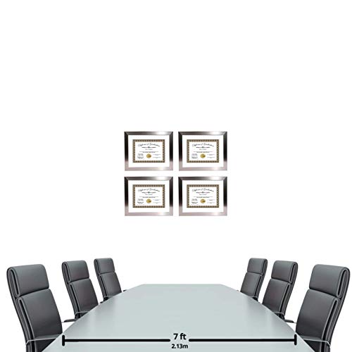 Creative Picture Frames Stainless Steel Finish Document Frame Displays 8.5" By 11" With Mat Or 11" By 14" Without Mat Includes Stand & Wall Hanger #TOP4