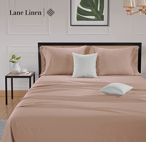Lane Linen 4 Piece Queen Bed Sheets Set Breathable Hotel Luxury Soft For Machine Washable 100% Cotton Size With Deep Pocket Fitted Sheet - Sepia Rose #TOP2