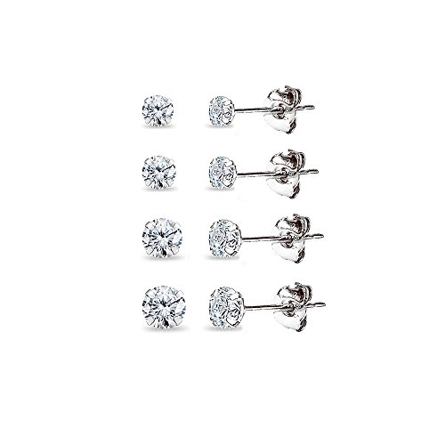Pendientes de tuerca oro 14K y circonita cúbica con brillo premium pack de 4