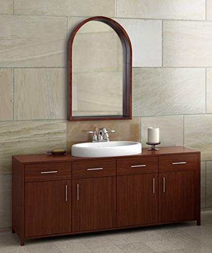 Kate And Laurel Hutton Midcentury Modern Farmhouse Arch Mirror, 24" X 36", Walnut Brown Finish #TOP3