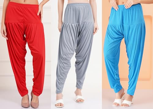 Image of Buy That Trendz Patiyala Pants for Women 3 Combo Patiyala Salwar Harem Viscose Bottoms Pants for Womens