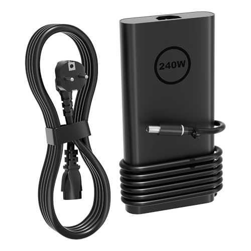 PowerPortnerLink 240W New Slim Gan Ladegerät Kompatibel mit Dell G16 G15 G7 G5 Alienware x17 x16 x15 M18x X51 17 15 Precision 7780 7770 7680 7670 7560 3260 3551 Laptop, Perfürmance TB16 TB15 Dock