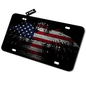 American Flag Eagle License Plate Front Aluminum Metal License Plate Auto Car Tag Novelty Home Decor Signs for Women Men 6 inch X 12 inch