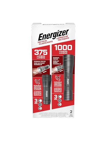 Image of Energizer Tactical LED Flashlights, Impact-Resistant, Outdoor Flashlights, Great for Camping, Vehicles, and Emergency Preparedness, 2 Pack, 375 and 1000 Lumens