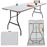 BOSOVEL 6ft Folding Table Fold in Half w/Handle Plastic Heavy Duty Lightweight for Outdoor & Indoor...