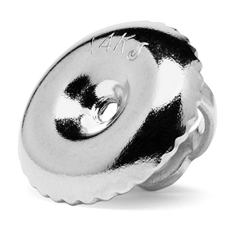 Single Earring Back Replacement |14K Solid White Gold | Threaded Screw On Screw Off |Quality Die Struck | Post Size .032" | 1 Piece #TOP1