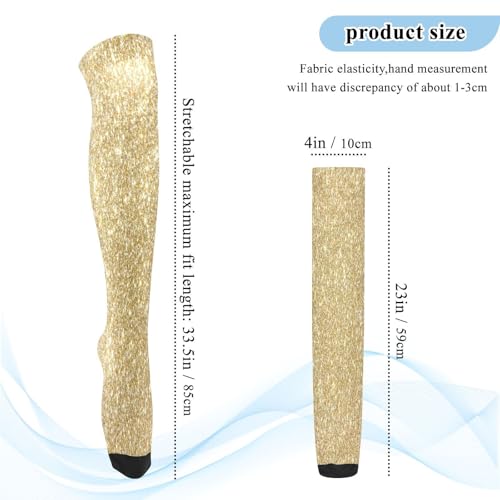 YETTASBIN Gold Flash 1 Pair Thigh High Stockings, Extra Long Boot Stockings Over Knee Sheers Stockings Soft Cotton Festival Cosplay Socks for Women Girl Leg Warmer3