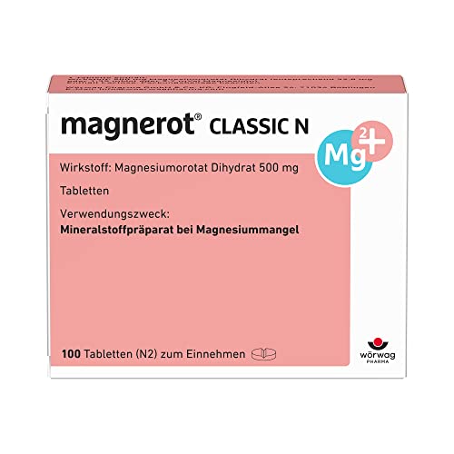 magnerot CLASSIC N Tabletten 100 Stück: Magnesium gegen Muskel- und Wadenkrämpfe infolge von Magnesiummangel Entspannung für Muskeln und Nerven mit Magnesiumorotat unterstützt die Muskelfunktion
