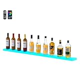 VEVOR LED Lighted Liquor Bottle Display, 1 Tier 60 Inches Whiskey Rack, Supports USB, Illuminated Home Bar Shelf with RF Remote & App Control, 7 Static Colors, Acrylic Lighted Shelf for 15 Bottles
