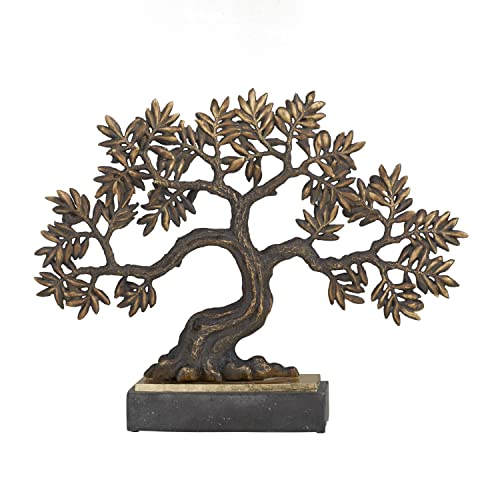 Deco 79 Polystone Tree Sculpture With Black Base, 23" X 5" X 18", Bronze #TOP5