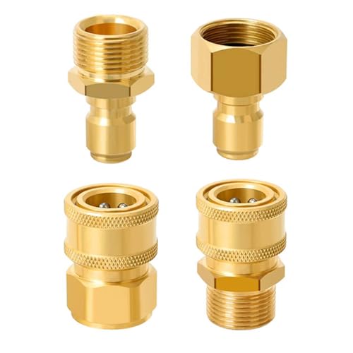 VZU 4PCS M22-15mm to 3/8in Pressure Washer Adapter Set, Quick Connect Hose Fittings, Pressure Washer Hose Fittings, High Pressure Hose Attachment